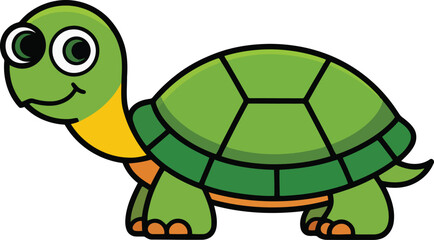 Friendly cartoon green turtle character illustration with smile