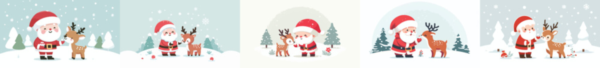 vector santa claus feeding reindeer