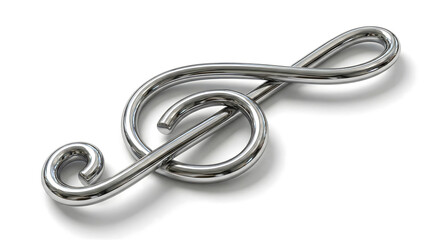 Naklejka premium Creative Music Education Concept Treble Clef Paperclip
