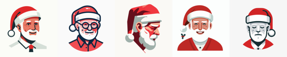 A Elderly Man Christmas Hat Vector Illustration