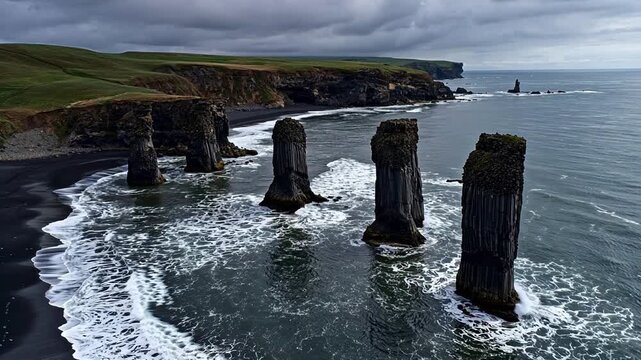 Coastal rock formations by the sea