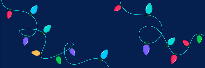 Glowing colorful vector christmas hanging bulbs or lights on white background