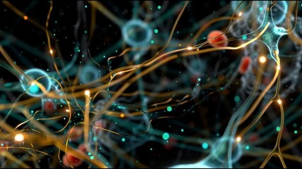 Basophil. White blood cell. Hematology. Medical science health. Abstract representation of neurons and cellular structures.