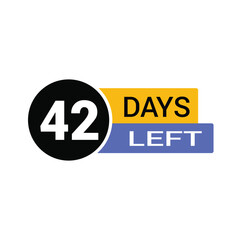 42 days left countdown timer reminding for project deadline, promotion, or event, creating anticipation and urgency for marketing campaigns