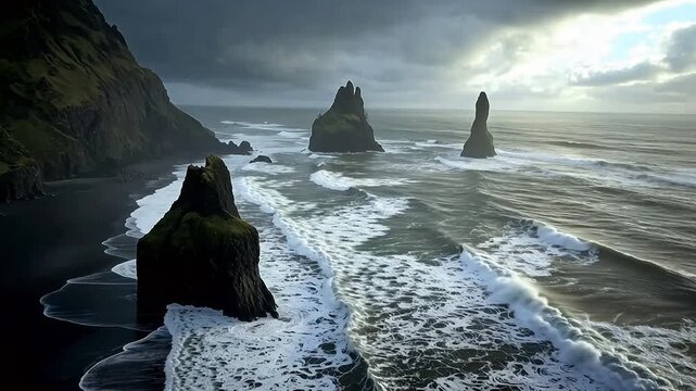Coastal landscape with sea stacks