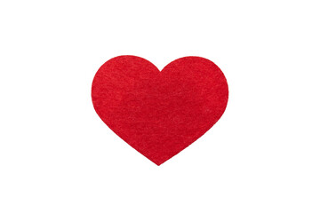 Simple Red Felt Heart on Transparent Surface: Symbol of Love and Romance in Minimalist Design
