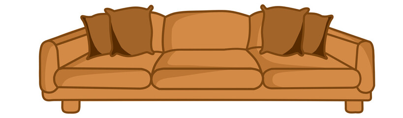 Illustration of Brown Sofa with Cushions