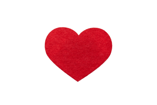 Simple Red Felt Heart on Transparent Surface: Symbol of Love and Romance in Minimalist Design