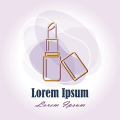 Elegant Lipstick Line Art Logo Design &ndash; Beauty Cosmetics Illustration