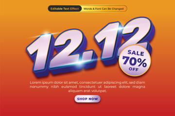 Vibrant 12.12 Sale Promotion with 70 Off Text Effect