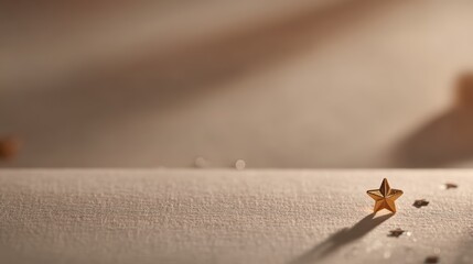Obraz premium Dove grey paper field with golden star at edge