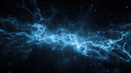 Abstract Blue Glowing Particle Stream with Dark Background for Data Visualization
