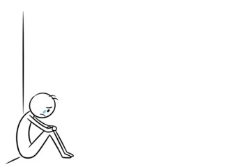 Lonely stick figure expressing sadness and despair
