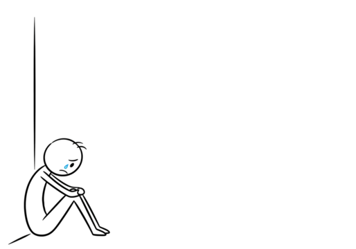 Lonely stick figure expressing sadness and despair
