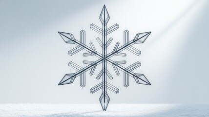 A beautifully detailed and symmetrical snowflake crystal on a bright winter background.