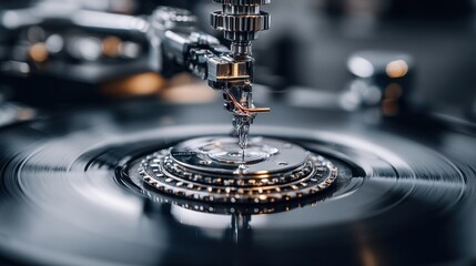 Close up of a machine carefully cleaning a hard drive component