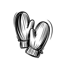 Obraz premium Pair of warm mittens viewed from the back in black and white style 