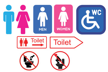 Fototapeta premium Toilet and restroom signage icons set