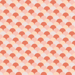 Pattern created from rows of overlapping beige, apricot, pale peach and terracotta circles