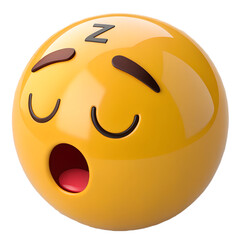 Fototapeta premium Ultra-smooth 3D sleeping emoji with Z symbols, glossy finish, transparent PNG background