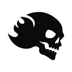 Abstract flaming skull icon, menacing graphic design element Vector