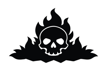 Fiery skull icon: a warning symbol of danger and rebellion. Vector