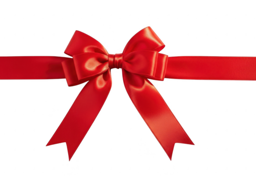 Red ribbon bow isolated on transparent background