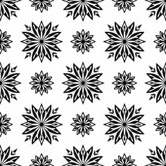 Black and white floral pattern design on a white background