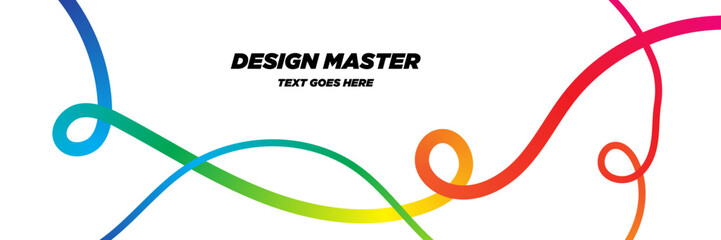 Abstract Lines with Color Gradient. Vector Squiggles Wave on a white Background. Rainbow Ribbon. Graphic Design Elements