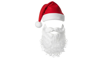 Santa claus hat and beard isolated on transparent background