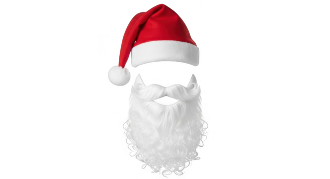Santa claus hat and beard isolated on transparent background - Powered by Adobe