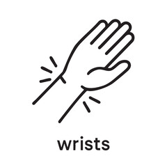 Obraz premium A simple black and white line drawing depicts a human hand with radiating lines near the wrist