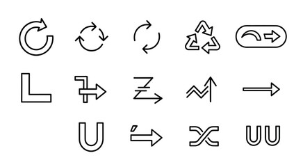Set of simple black and white arrows for design and infographics