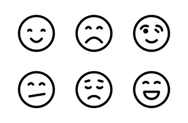 Vibrant emoji icon set featuring modern expressive faces and symbols designed for communication graphics, digital messaging, and creative visual projects