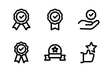 Premium quality icon set featuring modern assurance and certification symbols crafted for reliable branding visuals and professional standard-focused projects