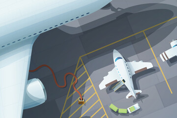 small and big aircrafts preparing in airport