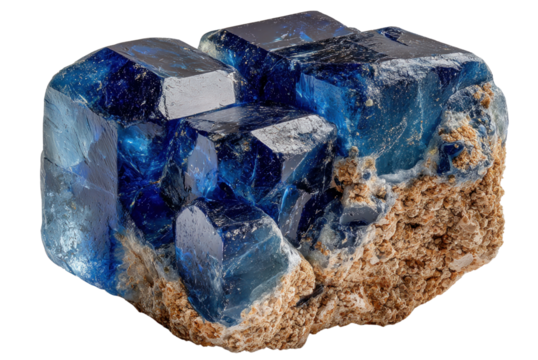 Radiant Azure Crystal Cluster: An exquisite cluster of dazzling azure crystals, showcasing intricate geological formations and captivating shades of deep blue.