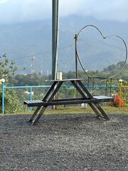 Tents located on a park in the morning with mist
