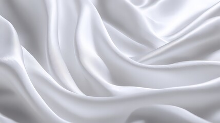 Obraz premium Elegant White Silk Fabric with Soft Flowing Waves and Shimmering Highlights Smooth Texture Textile Background Abstract Design for Backdrop