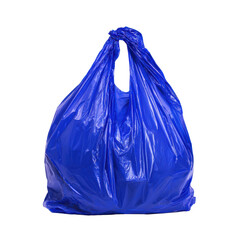 electric blue plastic bag, white background, product shooting.