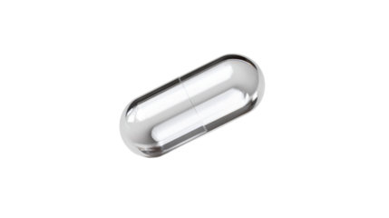 pill floating on a clean white background, minimal pharmaceutical aesthetic, high clarity, sleek modern product photography.