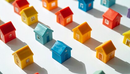 Obraz premium Small toy houses on a white background