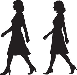 silhouettes of women walking
