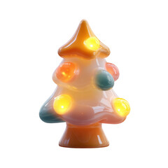 a cute 3D mini christmas tree icon, soft plastic, rounded simple shapes, glossy highlight, warm holiday lighting, isolated object,