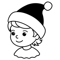 Cute cartoon child wearing a festive santa hat isolated on white background isolated on transparent background