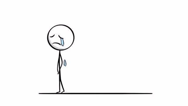 Expressive Stick Figure Animation:  A Visual Depiction of Sadness and Emotional Turmoil