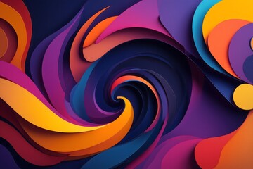 Abstract Swirl Background with Vibrant Colors in Paper Cut Style