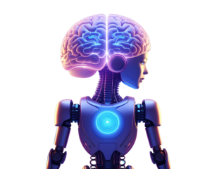 blue robot with a gun