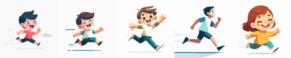 Cute Child Running Vector Illustration