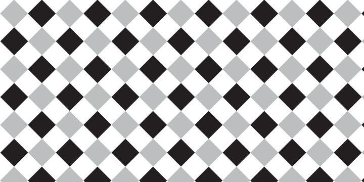 Harlequin seamless pattern. Geometric background with with black and white rhombus. Circus or masquerade ornament. Black, gray and white